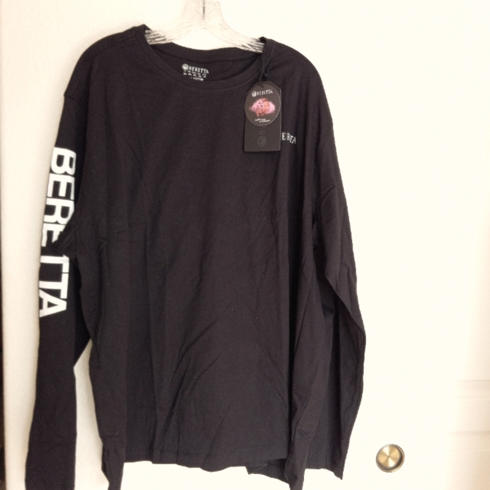 Men's Beretta 100% cotton 4XL long sleeve t-shirt BLK logo on arm / front NWTS